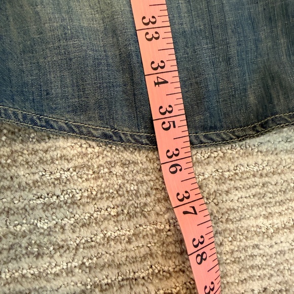 90s Life in Progress Distressed Denim Shirt Dress Roll Tab Sleeve Womans Size S - Picture 14 of 16